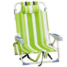 63x65x82cm Short Oxford Cloth Silver White Aluminum Tube Bearing Beach Chair Green Stripes