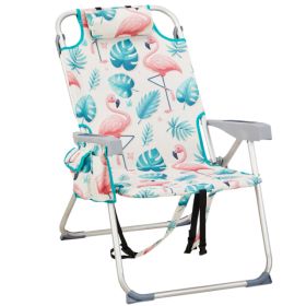 63x70x99cm Heightened Oxford Cloth Silver White Aluminum Tube Bearing Beach Chair Flamingo
