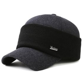 lidafish Winter Tide Ear Protection Baseball Cap Outdoor Thicken Warm Men Dad Hat Knitted Design Snapback Hat (Color: Dark gray, size: 58cm)