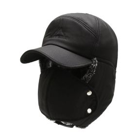 Winter Hat New Lei Feng Hat Men's Stylish Caps Warm Ear Protection Windproof Ear Protection Pilot Hat Baseball Cap (Color: Black, size: One Size)