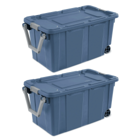 Extra Large Storage Bin, 160 Quart Wheeled Clear Plastic Storage Container with Handle, Gray, Pack of 2 (Color: Blue)