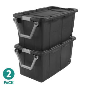 Extra Large Storage Bin, 160 Quart Wheeled Clear Plastic Storage Container with Handle, Gray, Pack of 2 (Color: Gray)