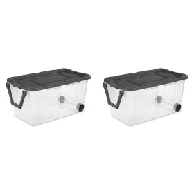 Extra Large Storage Bin, 160 Quart Wheeled Clear Plastic Storage Container with Handle, Gray, Pack of 2 (Color: Clear / Gray)